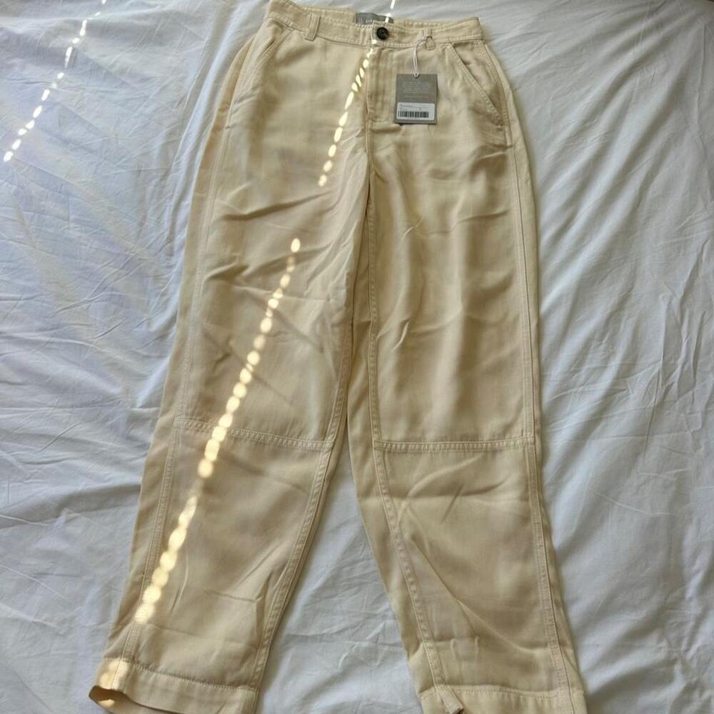 Everlane cream wide leg pants